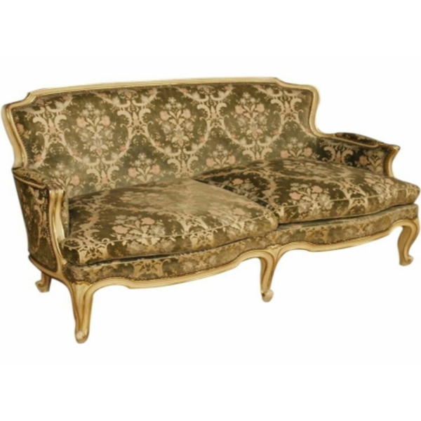 Daabadi Furniture Wholesale Classic European Style Sofa 3-Seater Painted Gold Mahogany Fabric Beige