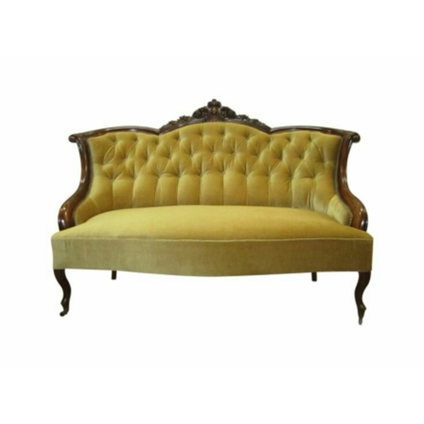 Daabadi Furniture Wholesale Classic French Style Sofa 3-Seater Painted Antique White Mahogany Fabric Blue