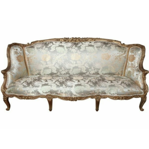 Daabadi Furniture Wholesale Classic European Style Sofa 3-Seater Painted Walnut Mahogany Fabric Multi-Color