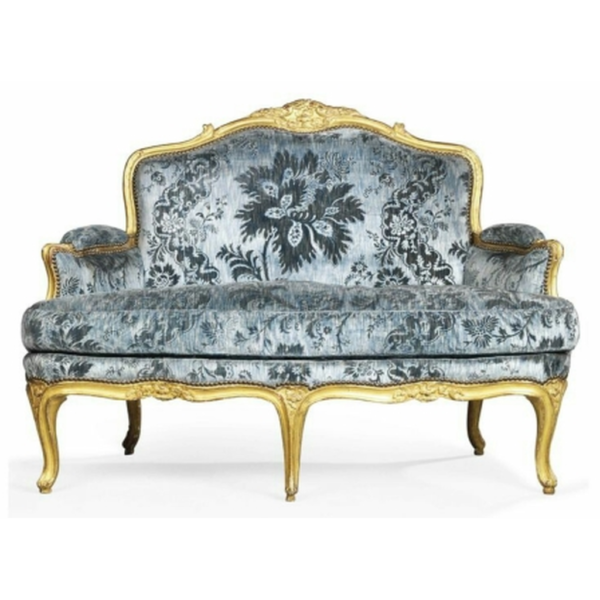 Daabadi Furniture Wholesale Classic French Style Sofa 3-Seater Painted Gold Mahogany Fabric Multi-Color