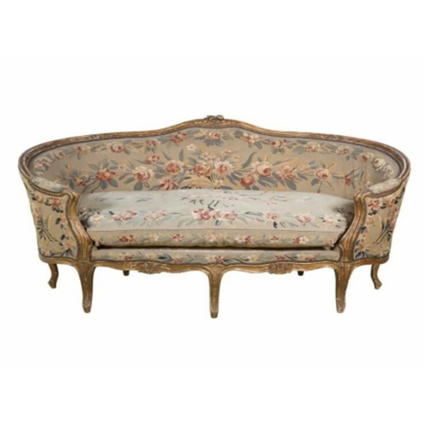 Daabadi Furniture Wholesale Classic Italian Style Sofa 3-Seater Painted Gold Mahogany Fabric Multi-Color
