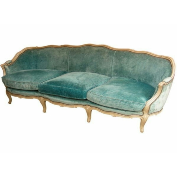 Daabadi Furniture Wholesale Classic European Style Sofa 3-Seater Painted Antique Natural Mahogany Fabric Multi-Color
