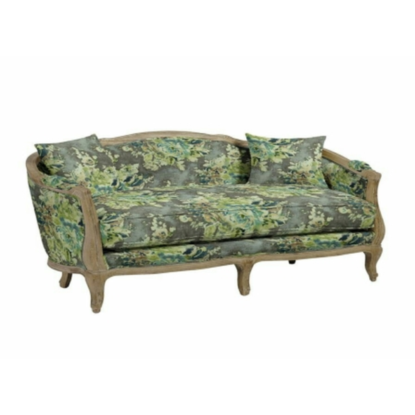 Daabadi Furniture Wholesale Classic French Style Sofa 3-Seater Painted Antique Brown Mahogany Fabric Multi-Color