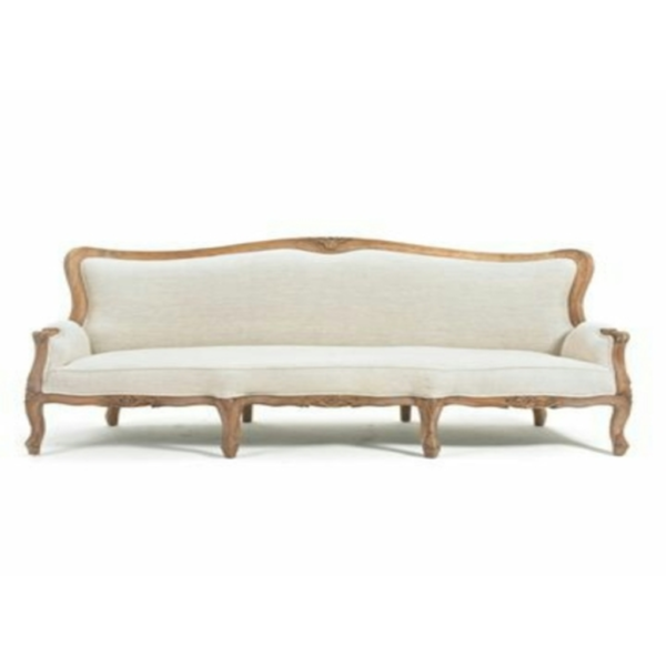 Daabadi Furniture Wholesale Classic Italian Style Sofa 3-Seater Painted Antique Gold Mahogany Fabric White