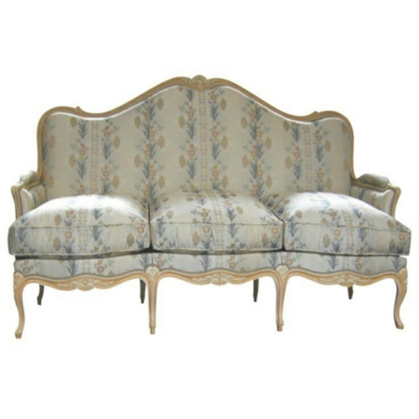 Daabadi Furniture Wholesale Classic European Style Sofa 3-Seater Painted Antique Natural Mahogany Fabric Multi-Color