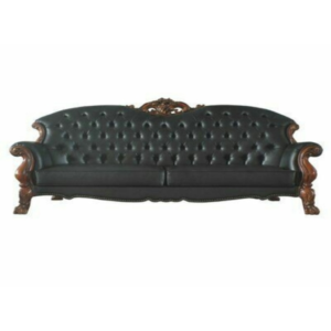 Daabadi Furniture Wholesale Classic European Style Sofa 3-Seater Painted Antique Brown Mahogany Leather Green