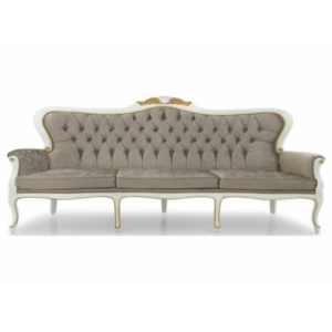 Daabadi Furniture Wholesale Classic French Style Sofa 3-Seater Painted White Duco Mahogany Fabric Gray