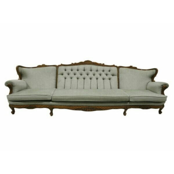 Daabadi Furniture Wholesale Classic European Style Sofa 3-Seater Painted Antique Gold Mahogany Fabric Beige
