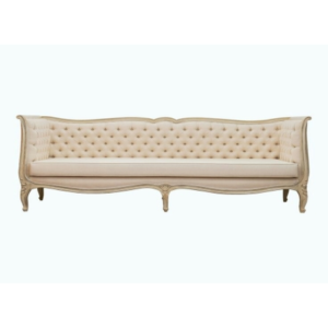 Daabadi Furniture Wholesale Classic Italian Style Sofa 3-Seater Painted Antique White Mahogany Fabric Beige
