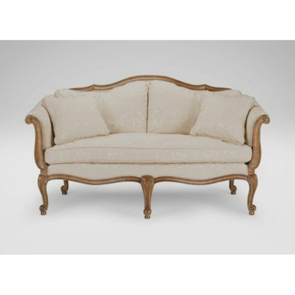 Daabadi Furniture Wholesale Classic Italian Style Sofa 3-Seater Painted Gold Mahogany Fabric Beige