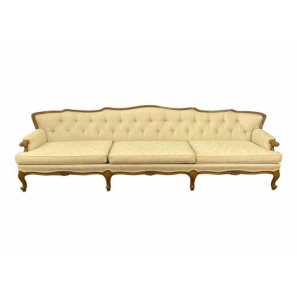 Daabadi Furniture Wholesale Classic Italian Style Sofa 3-Seater Painted Antique Brown Mahogany Fabric Beige