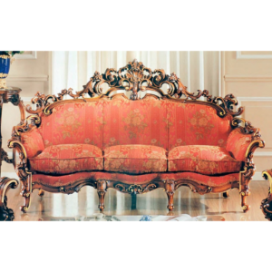 Daabadi Furniture Wholesale Classic Italian Style Sofa 3-Seater Painted Antique Brown Mahogany Fabric Multi-Color