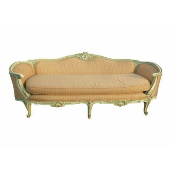 Daabadi Furniture Wholesale Classic European Style Sofa 3-Seater Painted Antique White Mahogany Fabric Beige