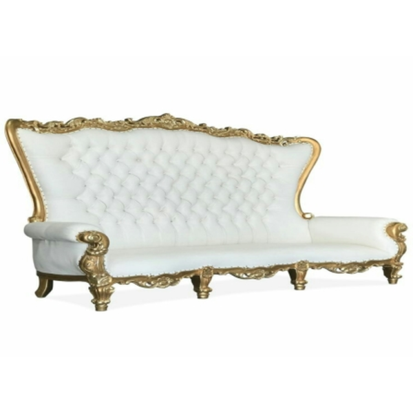 Daabadi Furniture Wholesale Classic French Style Sofa 3-Seater Painted Gold Mahogany Fabric White