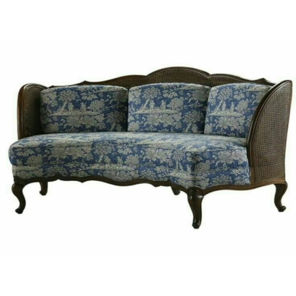 Daabadi Furniture Wholesale Classic Italian Style Sofa 3-Seater Painted Antique Walnut Mahogany Fabric Multi-Color