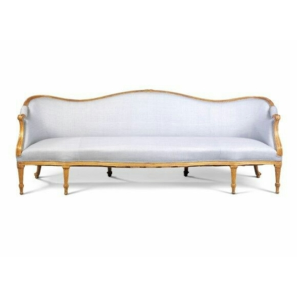 Daabadi Furniture Wholesale Classic European Style Sofa 3-Seater Painted Gold Mahogany Fabric White
