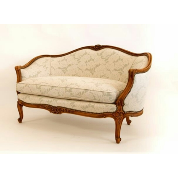 Daabadi Furniture Wholesale Classic French Provincial Sofa 3-Seater Gold Painted Mahogany Fabric Beige