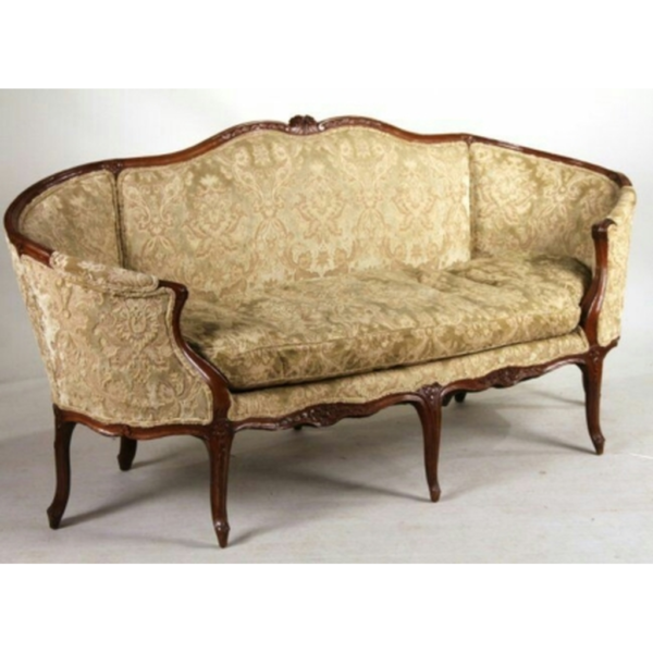 Daabadi Furniture Wholesale Classic French Colonial Sofa 3-Seater Brown Painted Mahogany Fabric Multi-Color