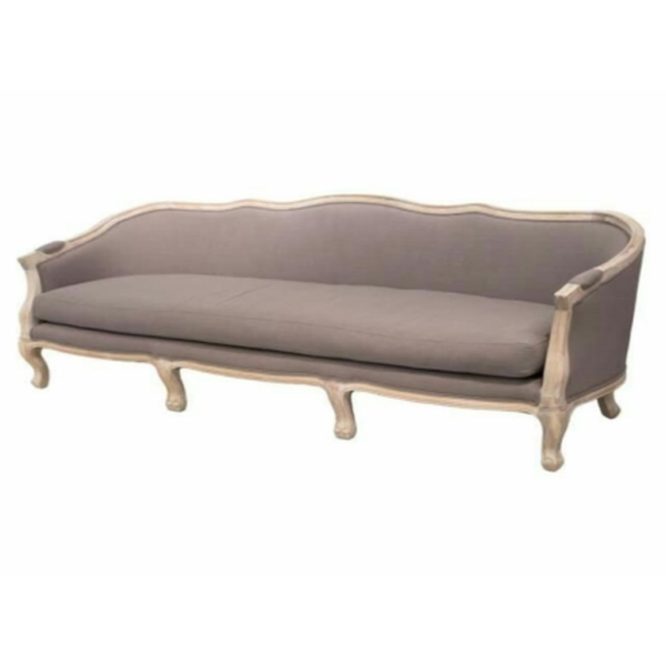 Daabadi Furniture Wholesale Classic French Vintage Sofa 3-Seater White Painted Mahogany Fabric Gray