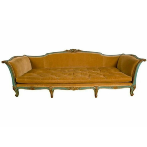 Daabadi Furniture Wholesale Classic French Antique Reproduction Sofa 3-Seater Gold Painted Mahogany Fabric Brown