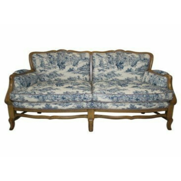 Daabadi Furniture Wholesale Classic French Reproduction Sofa 3-Seater Brown Painted Mahogany Fabric Multi-Color