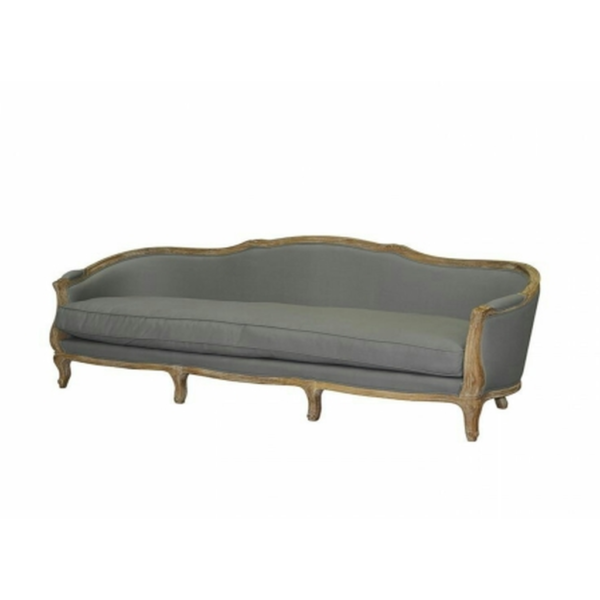 Daabadi Furniture Wholesale Classic French Victoria Sofa 3-Seater White Painted Mahogany Fabric Gray