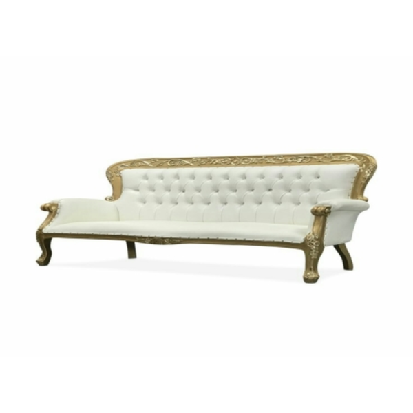 Daabadi Furniture Wholesale Classic French Victorian Sofa 3-Seater Gold Painted Mahogany Fabric White