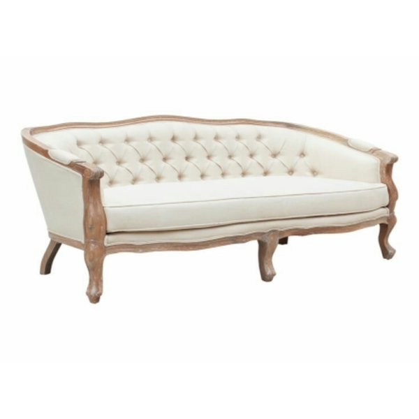 Daabadi Furniture Wholesale Classic French Reproduction Sofa 3-Seater White Painted Mahogany Fabric White