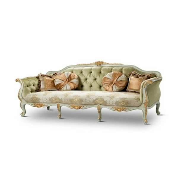 Daabadi Furniture Wholesale Classic French Victorian Sofa 3-Seater White Painted Mahogany Fabric Multi-Color