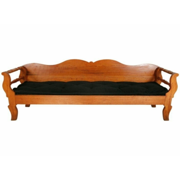 Daabadi Furniture Wholesale Classic French Antique Sofa 3-Seater Brown Painted Mahogany Fabric Black