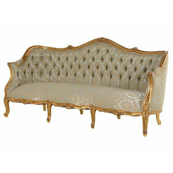 Daabadi Furniture Wholesale Classic French Victoria Sofa 3-Seater Gold Painted Mahogany Fabric Multi-Color