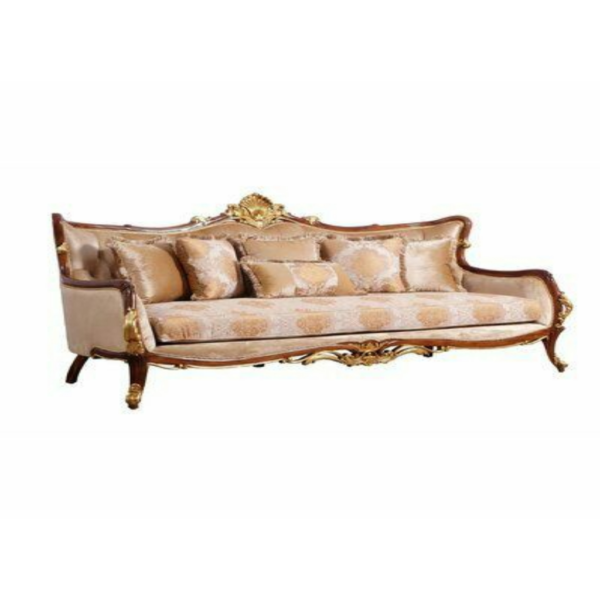 Daabadi Furniture Wholesale Classic French Provincial Sofa 3-Seater Brown Painted Mahogany Fabric Multi-Color