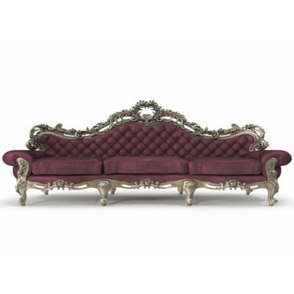 Daabadi Furniture Wholesale Classic French Vintage Sofa 3-Seater White Painted Mahogany Fabric Red