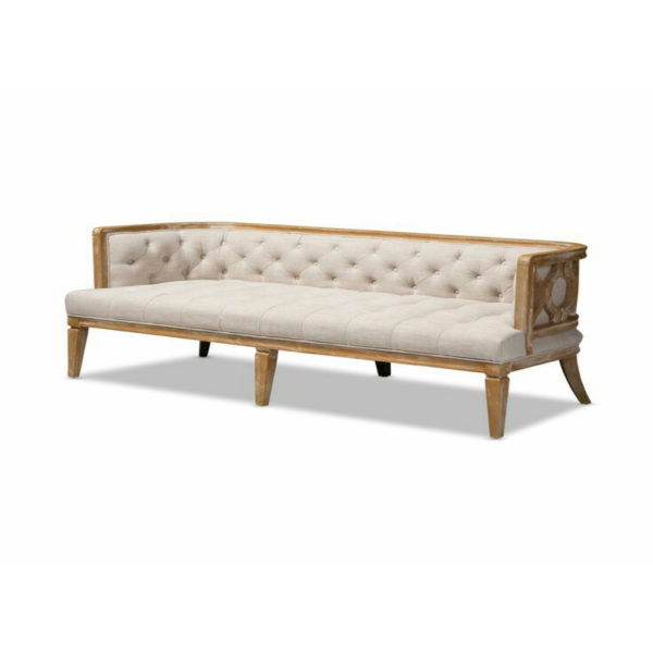 Daabadi Furniture Wholesale Classic French Provincial Sofa 3-Seater Gold Painted Mahogany Fabric White