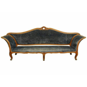 Daabadi Furniture Wholesale Classic French Antique Reproduction Sofa 3-Seater Walnut Painted Mahogany Fabric Green