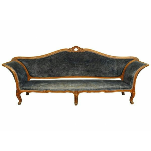 Daabadi Furniture Wholesale Classic French Antique Reproduction Sofa 3-Seater Walnut Painted Mahogany Fabric Green