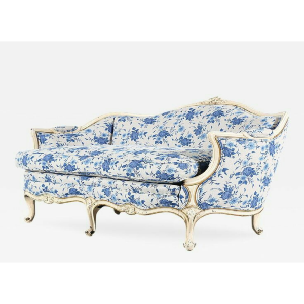 Daabadi Furniture Wholesale Classic French Colonial Sofa 3-Seater White Painted Mahogany Fabric Multi-Color