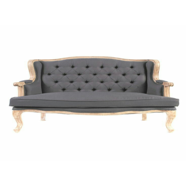 Daabadi Furniture Wholesale Classic French Victorian Sofa 3-Seater Gold Painted Mahogany Fabric Gray