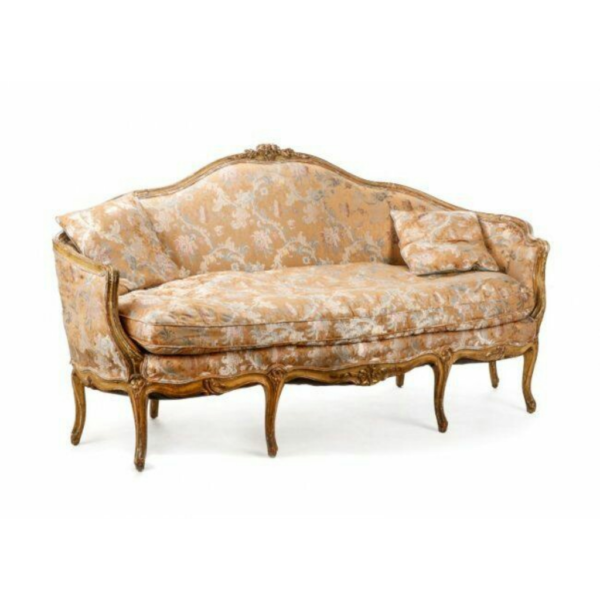 Daabadi Furniture Wholesale Classic French Victoria Sofa 3-Seater Brown Painted Mahogany Fabric Brown