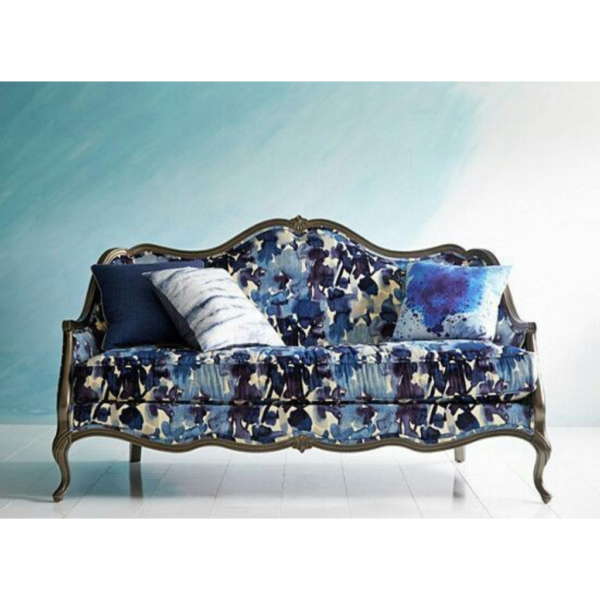 Daabadi Furniture Wholesale Classic French Victorian Sofa 3-Seater Brown Painted Mahogany Fabric Multi-Color