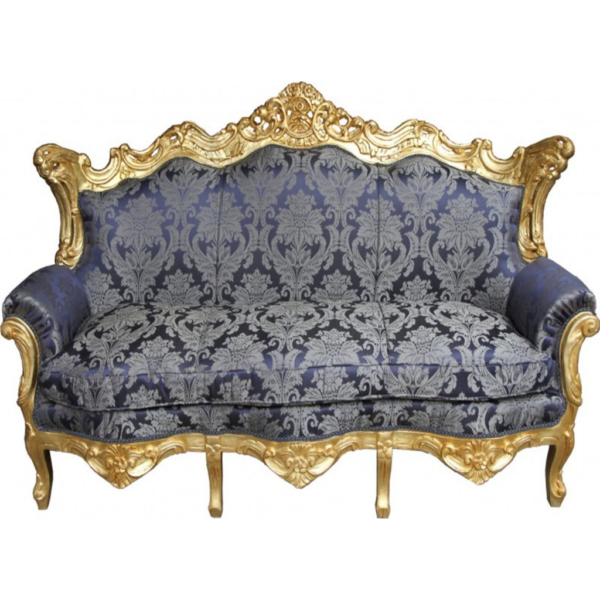 Daabadi Furniture Wholesale Classic French Vintage Sofa 3-Seater Gold Painted Mahogany Fabric Multi-Color