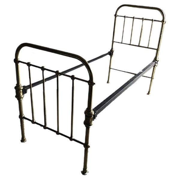 Antique Brass Twin Bed Frame, Vintage Metal Bed, Industrial Style Bed
