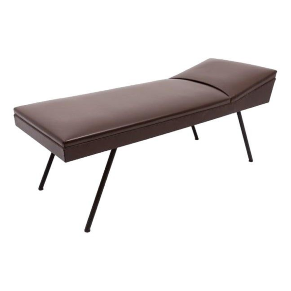 Modern Brown Leatherette Daybed, Mid-Century Style Daybed, Metal Leg Daybed, Comfortable Daybed Furniture, Stylish Daybed Design