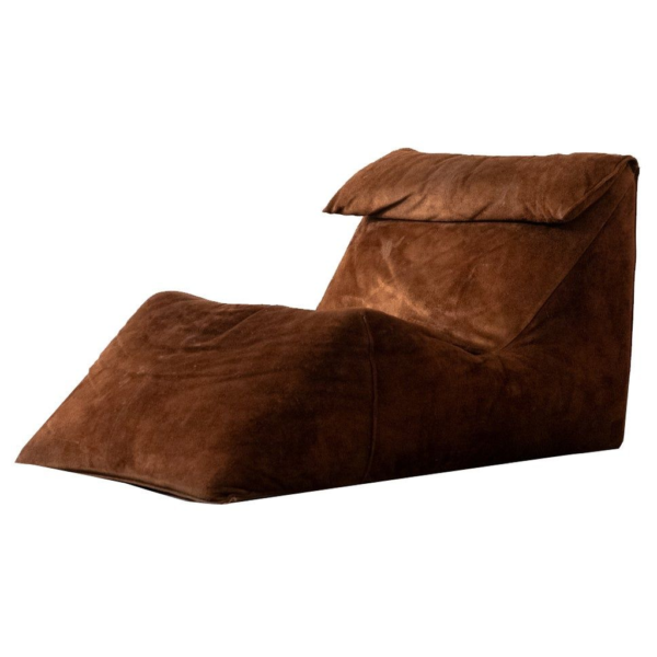Brown Suede Lounge Sofa, Modern Relaxation Chair, Comfortable Seating, Luxury Furniture