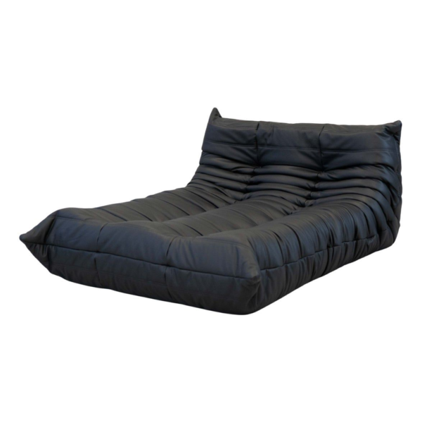 Dark Gray leather lounger sofa, Modern living room seating, Comfortable leather couch, Luxury home furniture