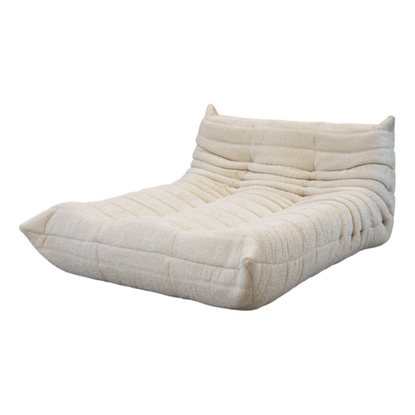 Cream sherpa modular sofa, modern living room lounge seating, comfortable sherpa sofa, Togo style sofa, modular seating solution