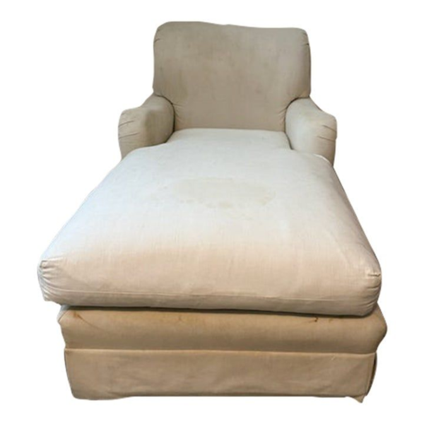 Off-White Chaise Lounge Chair, Upholstered Lounge Furniture, Elegant Living Room Chaise, Quality Crafted Chaise Lounge