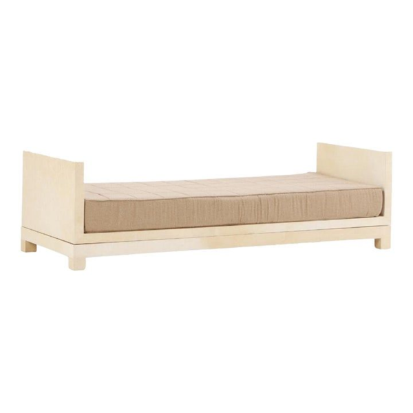 Minimalist Beige Wooden Daybed with Comfortable Mattress, Modern Bedroom Furniture