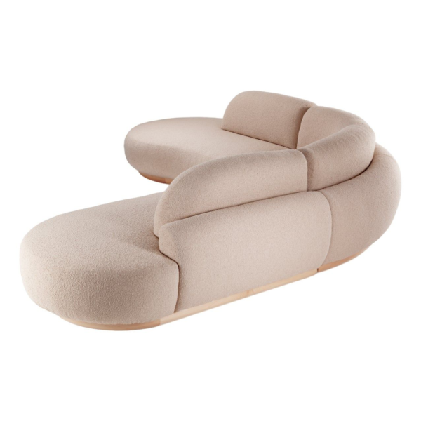 Beige Boucle Sectional Sofa, Modern Curved Sofa, Contemporary Living Room Furniture, Stylish Beige Sofa, Luxury Sectional Sofa
