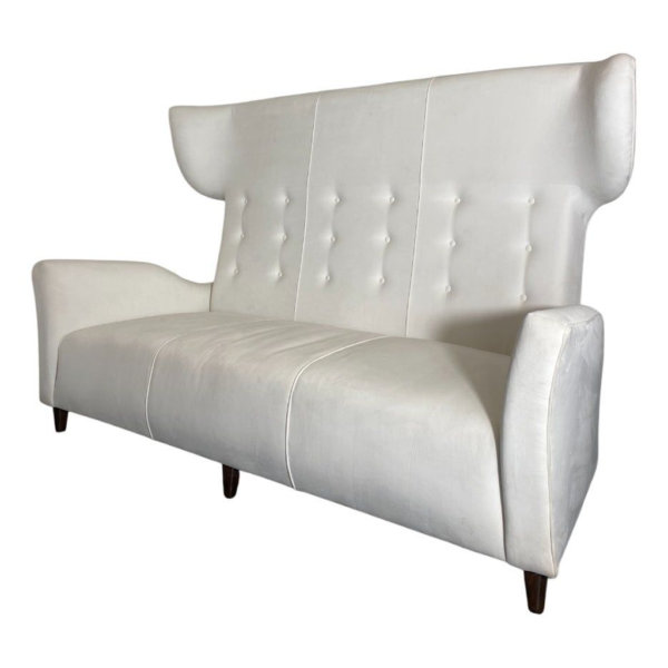 White wingback sofa, Mid-century modern sofa, Upholstered living room furniture, Elegant designer sofa, High-quality sofa.